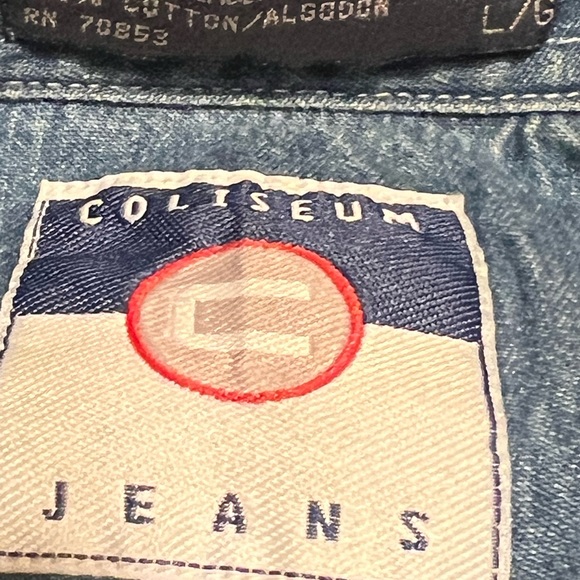 Vintage Coliseum Jeans Striped Short Sleeve Denim Shirt Size Large - Picture 4 of 4